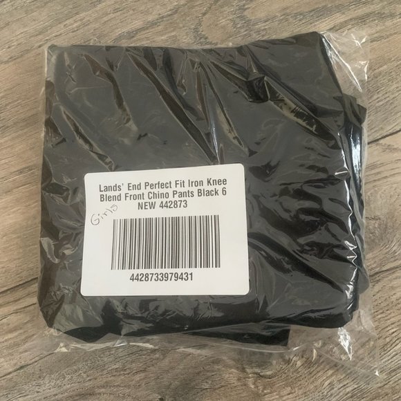 NWT LANDS' END PERFECT FIT IRON KNEE BLEND PLAIN FRONT CHINO PANTS BLACK 4, 6 - Picture 3 of 8